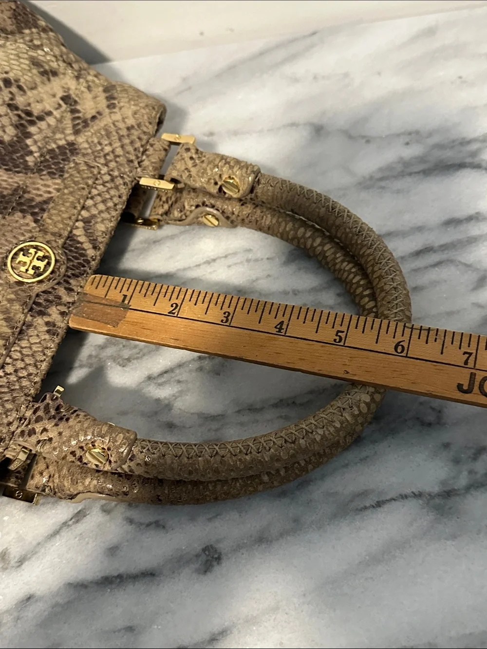 Tory Burch Python Embossed Leather Top Handle Satchel Bag